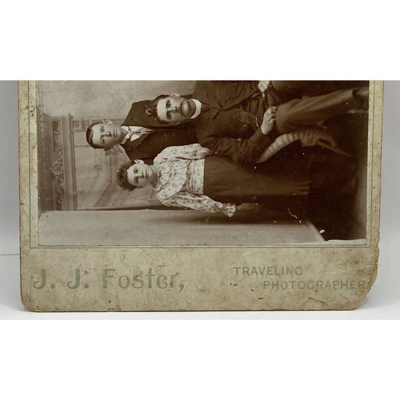 Vintage 1900s Family Cabinet Cards Black White Pictures Lot of 3 JJ Foster Photo - Picture 10 of 11